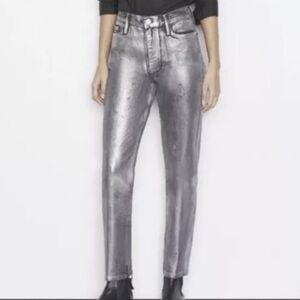 Frame  Denim size 31 high waist black silver coated jeans straight leg